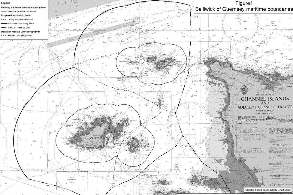 Map of Guersney, Alderney and Sark waters