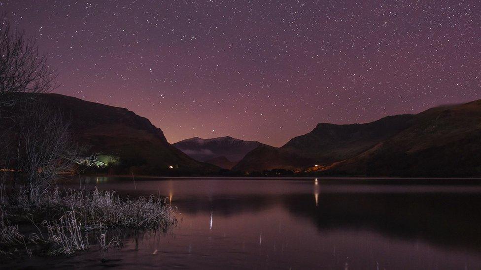 Llyn Nantlle in Gwynedd at night