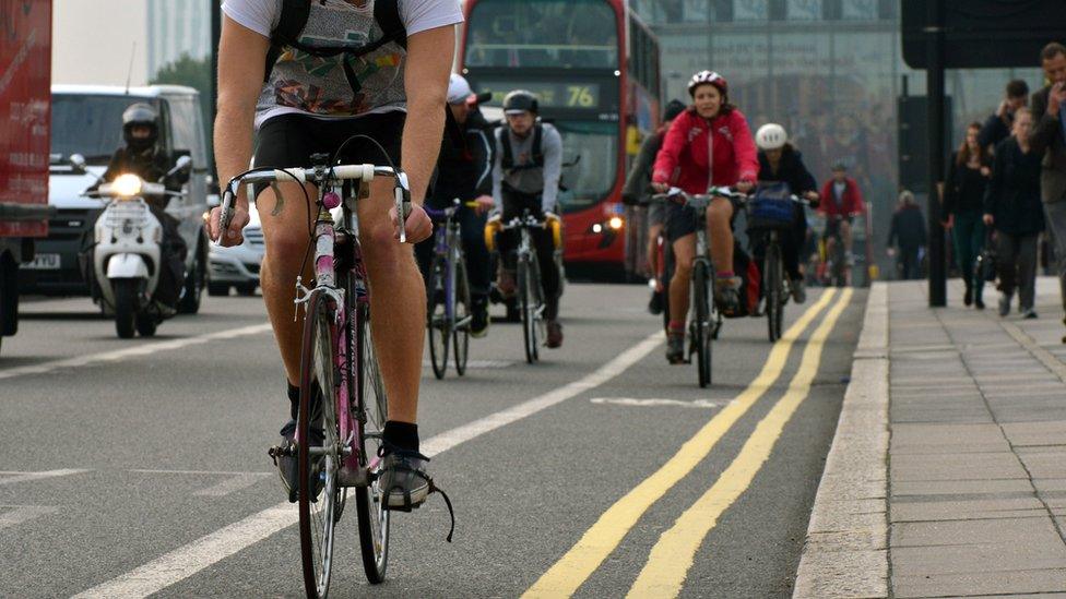 Cyclists on a London road