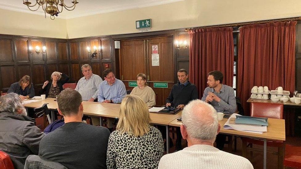 Attleborough residents at a meeting to discuss floods