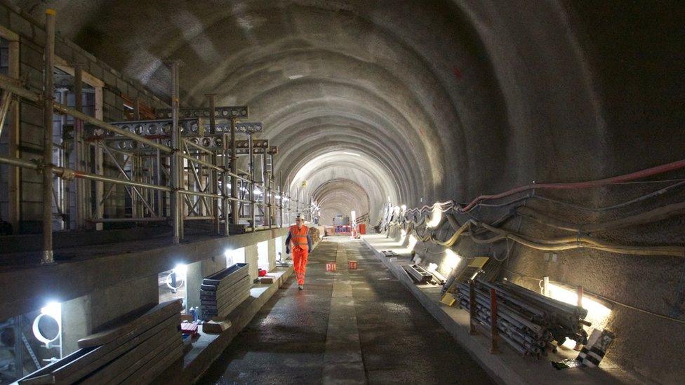 Workmen constructing Liverpool Street platforms