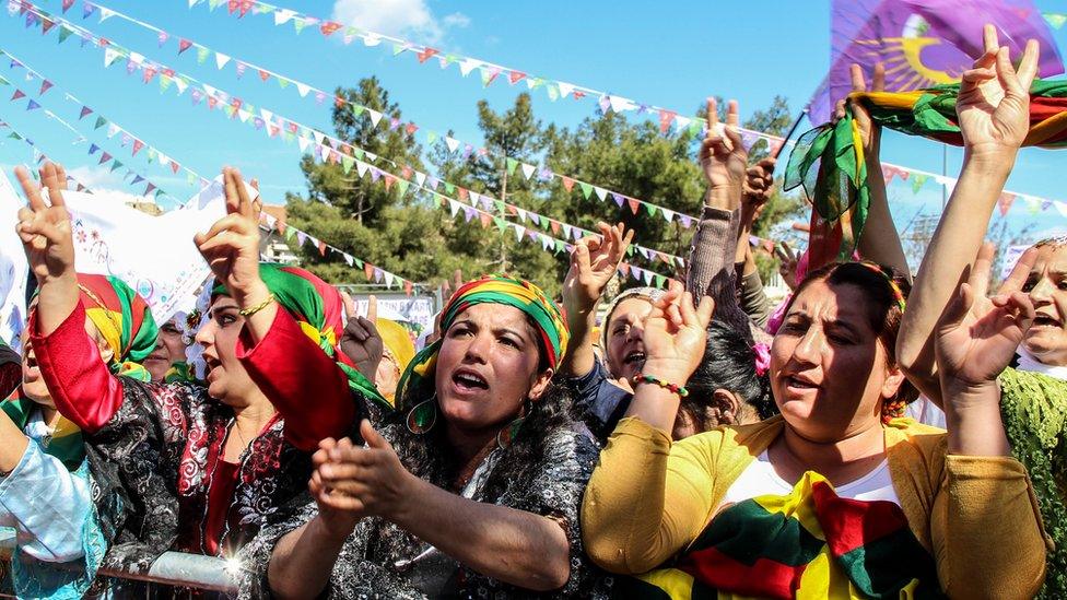 Women demonstrate on International Women's Day 2016