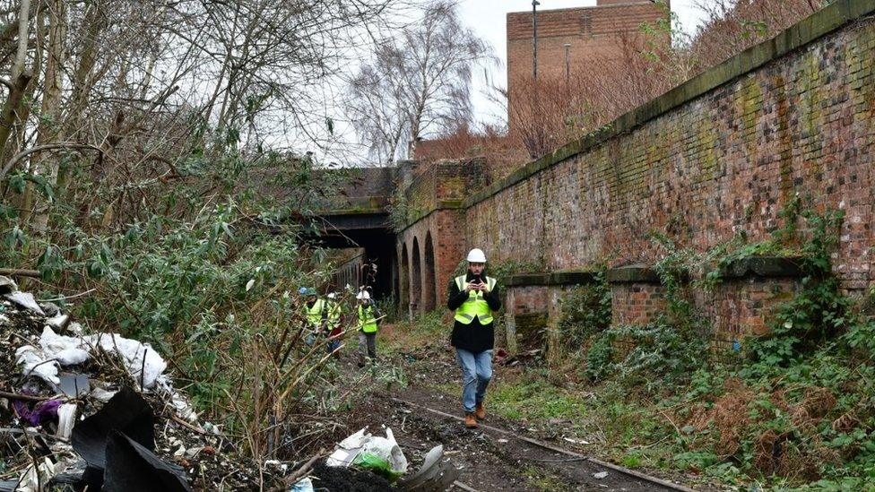 The old railway line through central Birkenhead