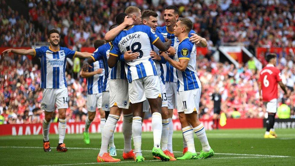 Albion celebrate against Manchester United