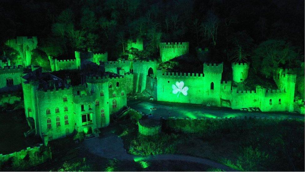 Aerial views of Gwrych Castle in Abergele, north Wales