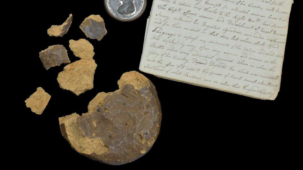 A picture of the biscuit dating from the Battle of Trafalgar in 1805 which will be sold at auction in May