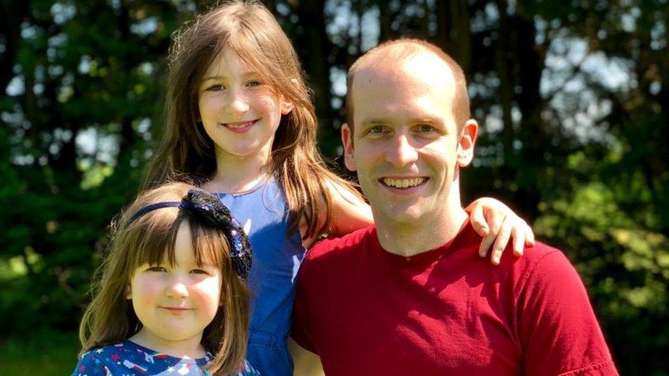 Richard Jones with daughters Gwendolen (Gwen), nine, and Callista (Callie), five