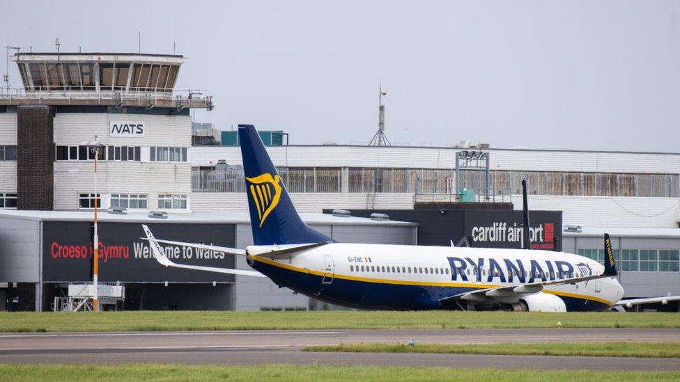 Plane at Cardiff airport