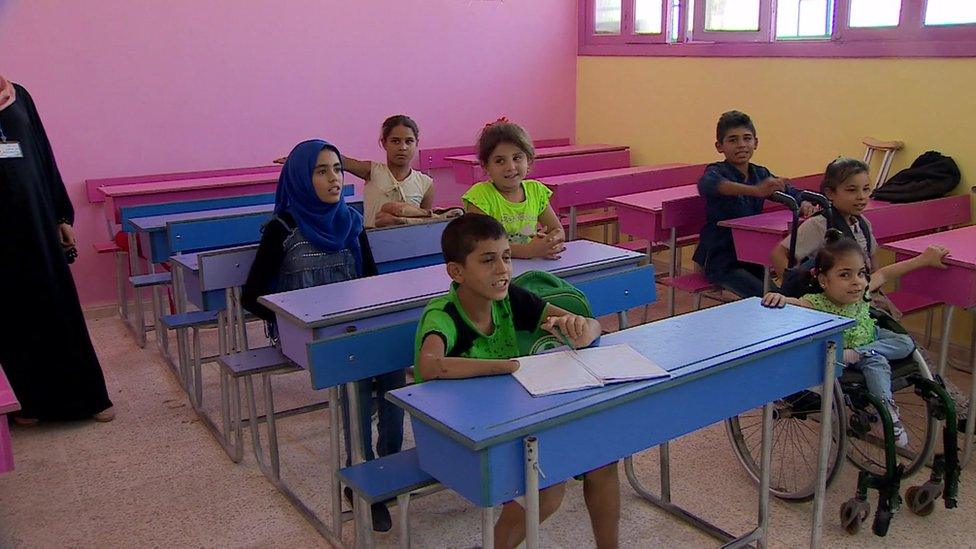 Children in a classroom in Raqqa