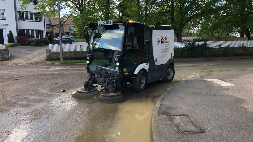 Clearing up after the flood in Harlow