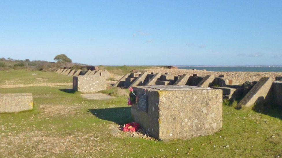 Concrete blocks from World War Two at Lepe Beach