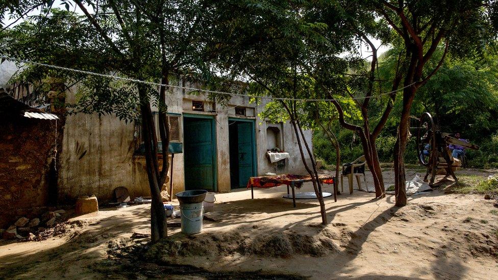 Hassan's parents' home surrounded by trees