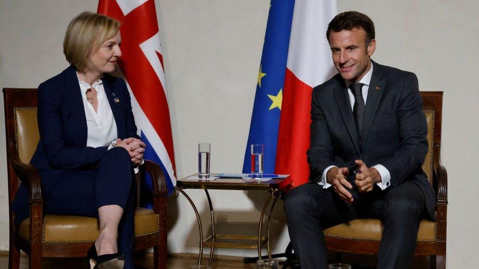 Liz Truss meets Emmanuel Macron