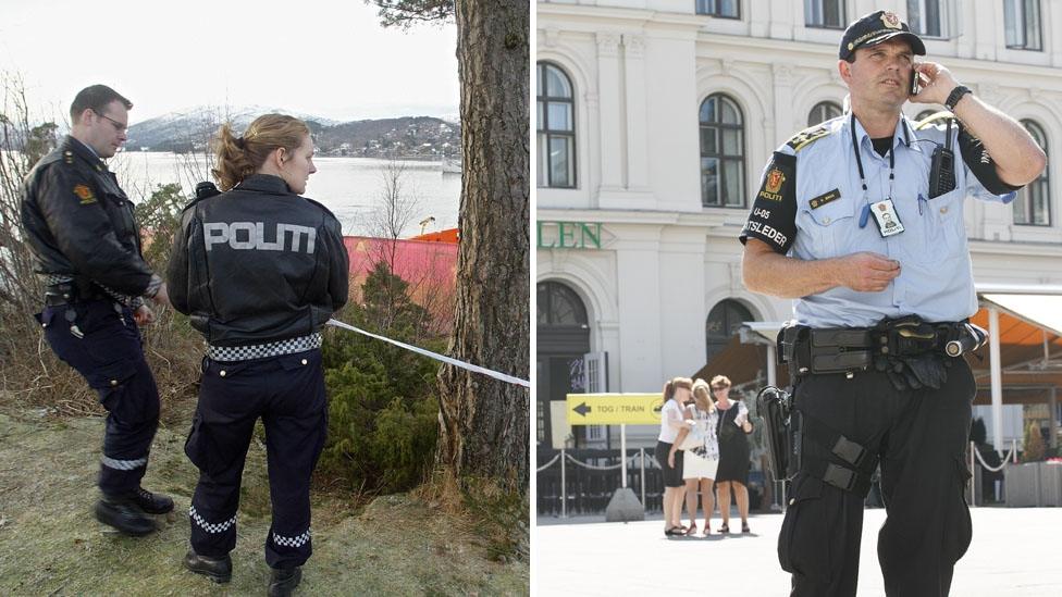 Norwegian police officers in their everyday uniforms