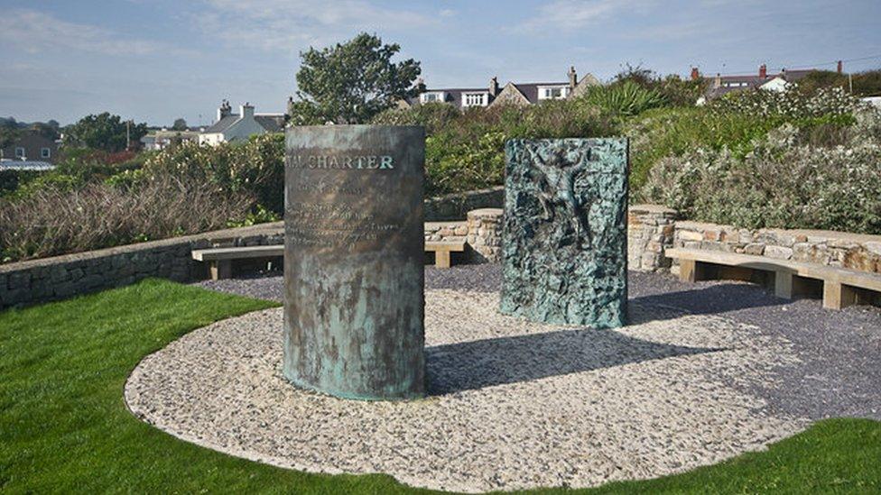 The memorial to the disaster outside the Moelfre Seawatch Centre