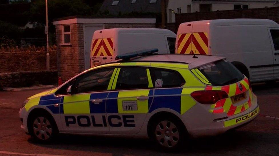 Police car at the scene of the death of a two-year-old boy in Broadmayne