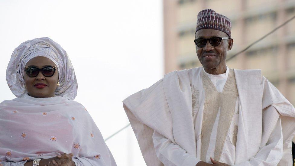 Aisha Buhari and Preseident Muhammadu Buhari at his inauguration