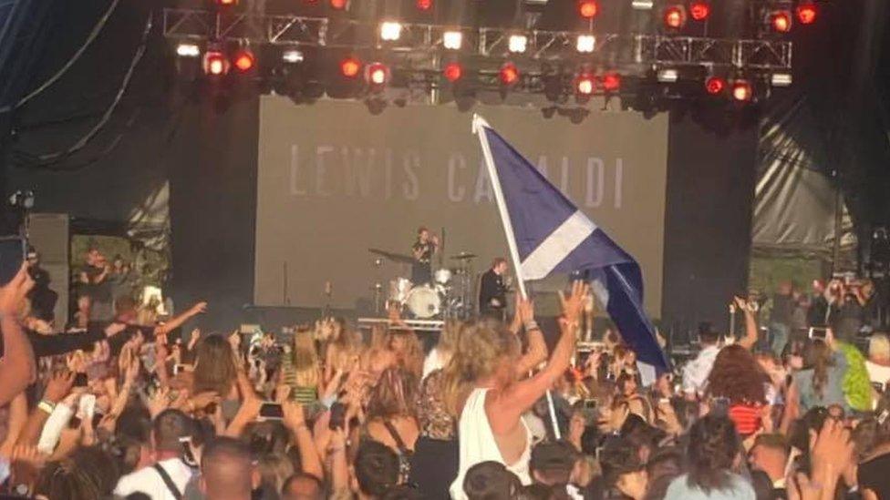 Lewis Capaldi performing at Jersey Weekender Festival in 2019