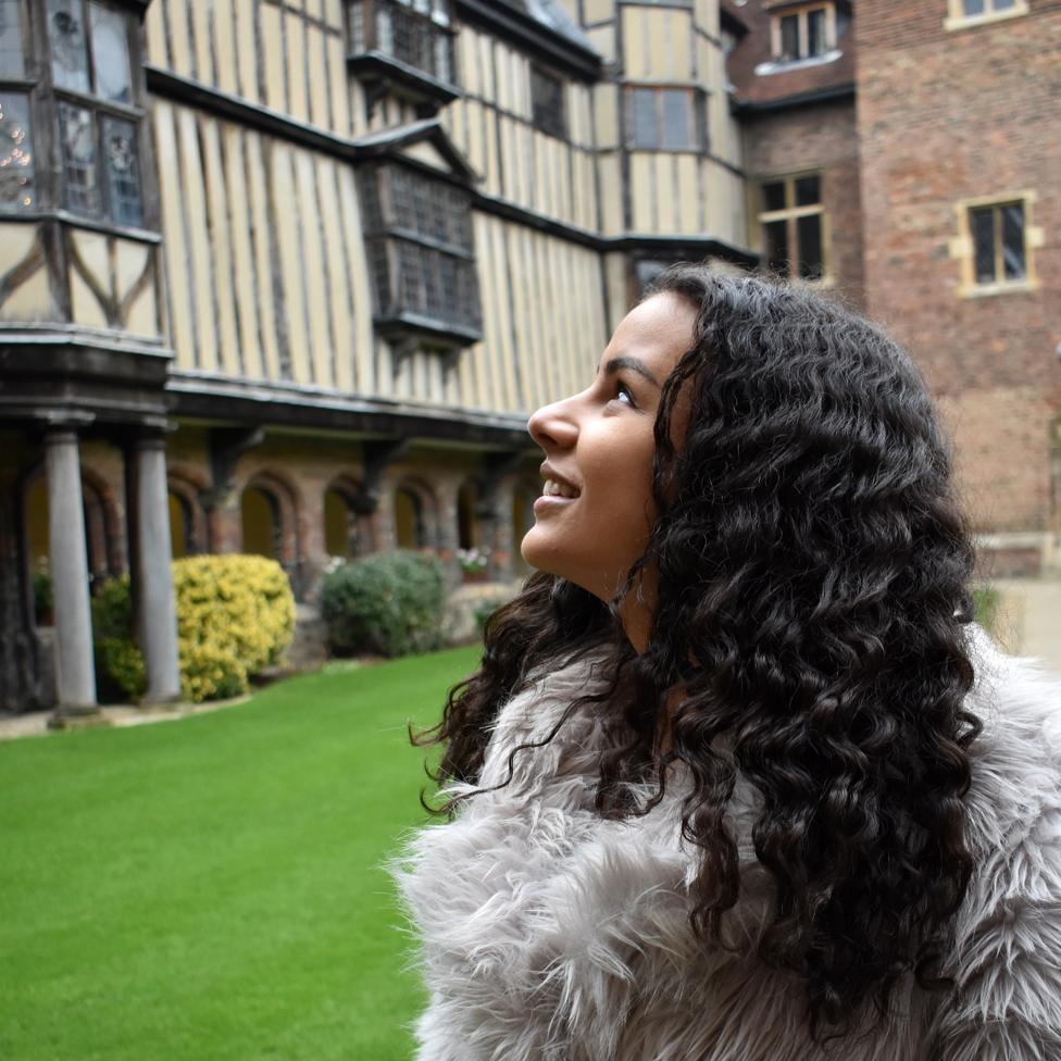 Anoushka looking round Cambridge University