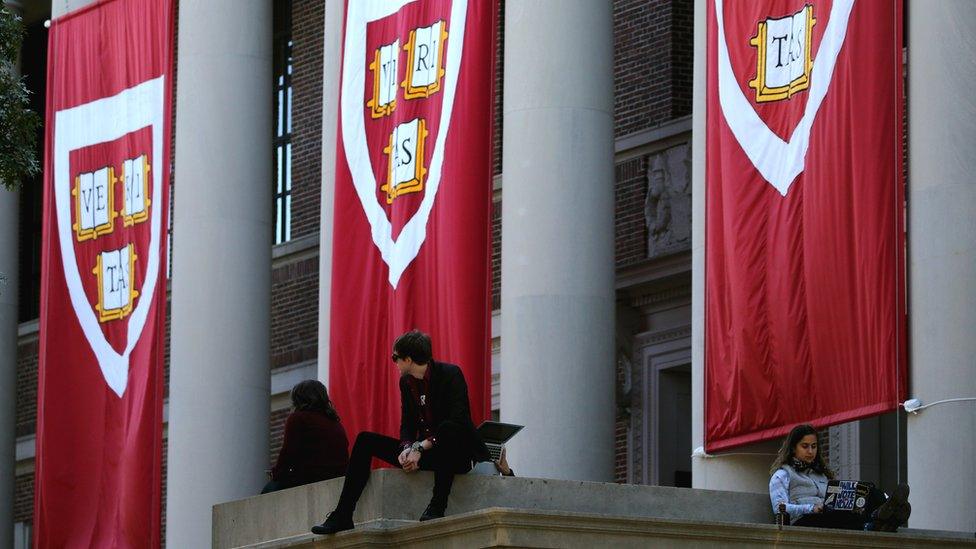 The exterior of the Widener Library at Harvard University in Cambridge, MA, 5 October 2018