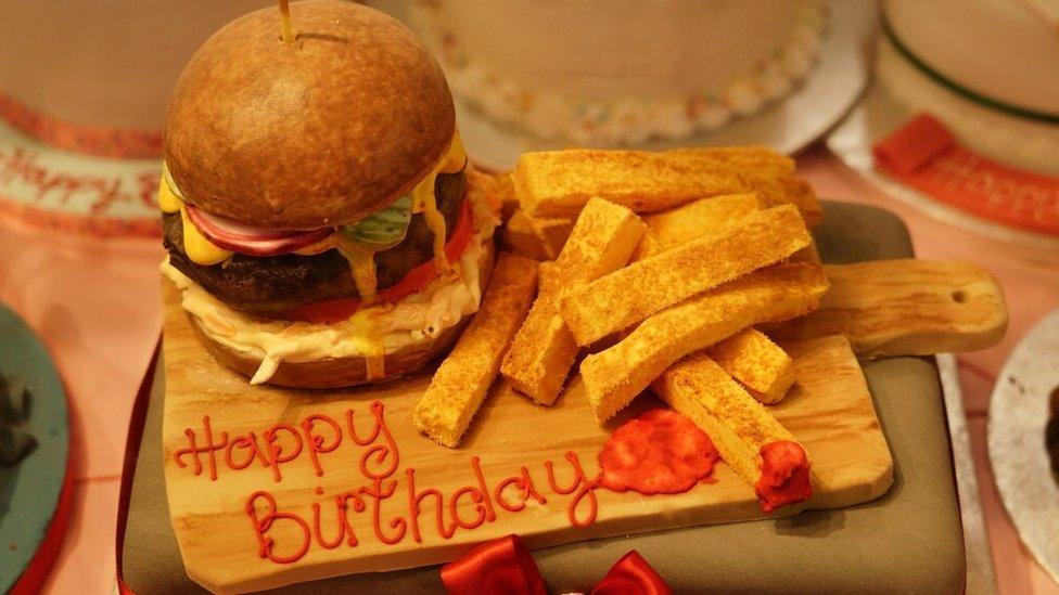 Burger and chips cake at The Cake Shop