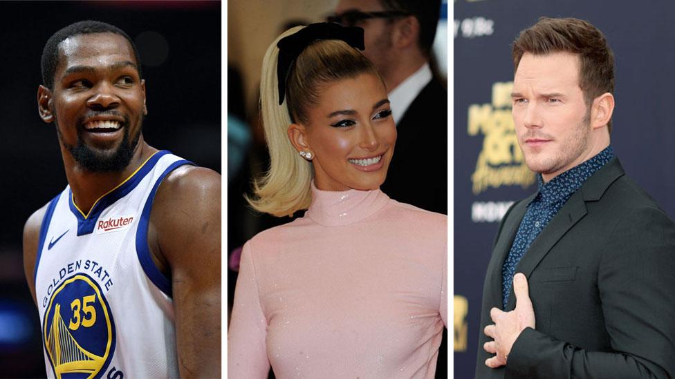 Kevin Durant, Hailey Baldwin and Chris Pratt