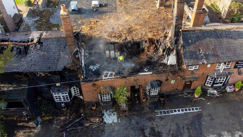 Fire-damaged pub