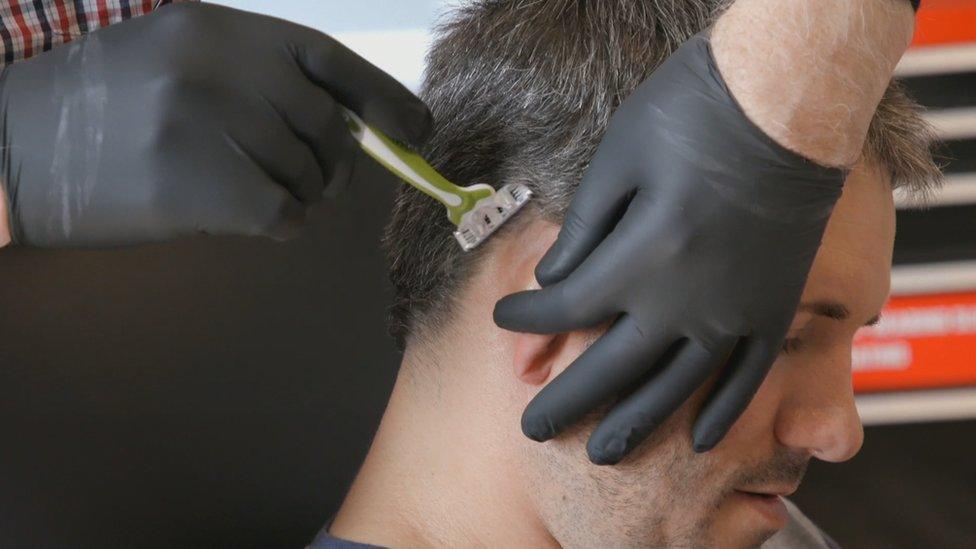 Patient being shaved