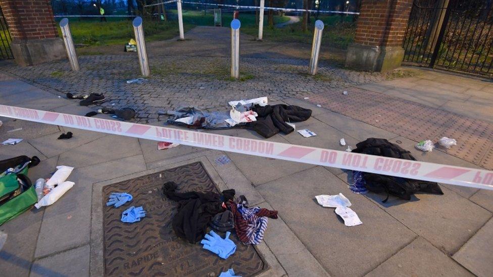 Scene of the stabbings in Mile End