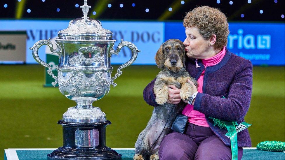 Best in Show winner Kim McCalmont, with Maisie on the fourth day of Crufts 2020