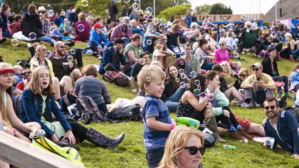 People at the Green Man Festival in Powys