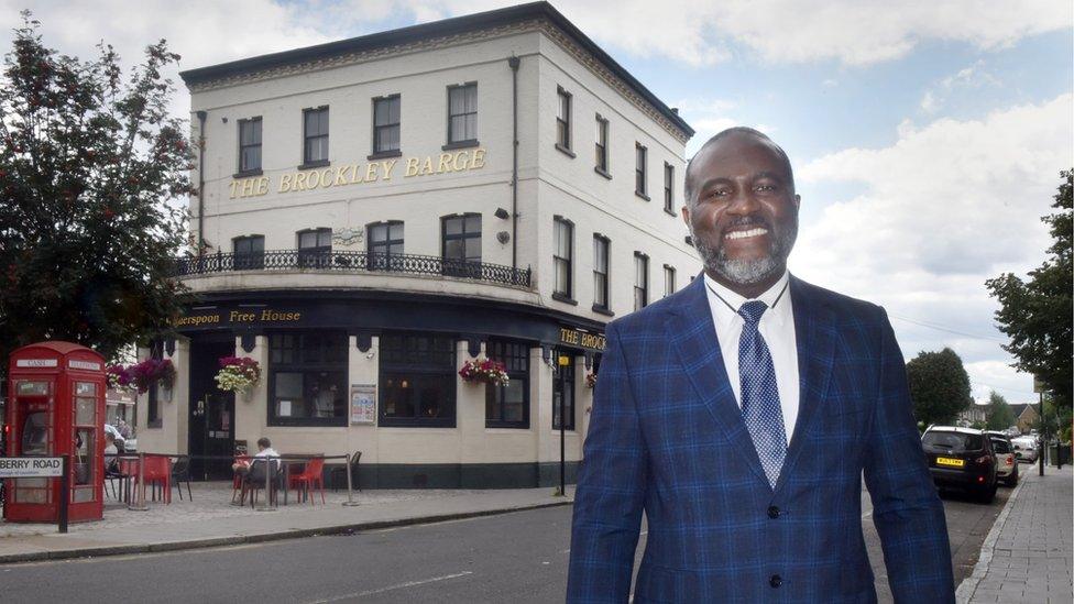 Cesar Kimbirima outside the Brockley Barge