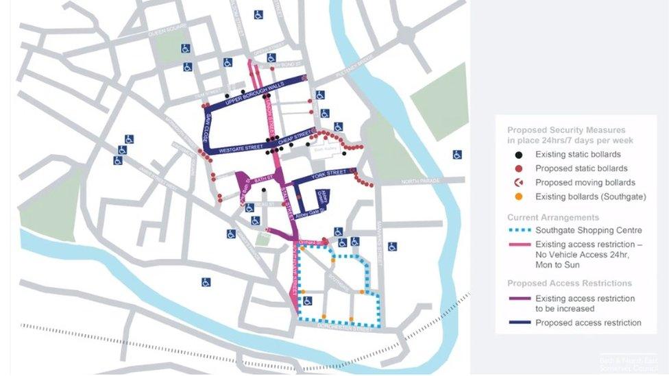 The security improvements planned for Bath city centre.