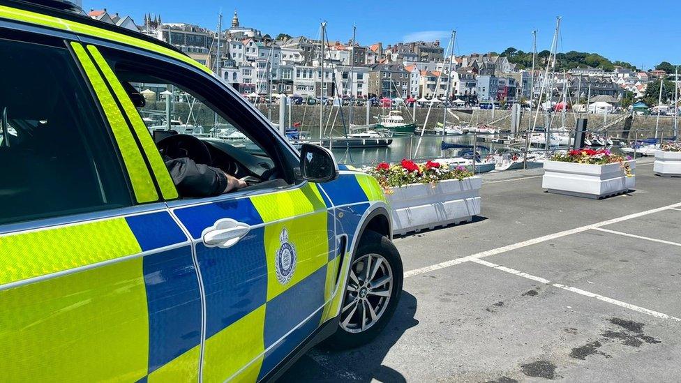 Guernsey police car at port