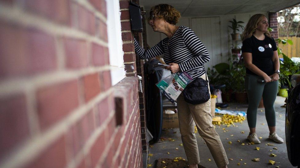 Pro-choice campaigner Beth Kuhn knocking on doors