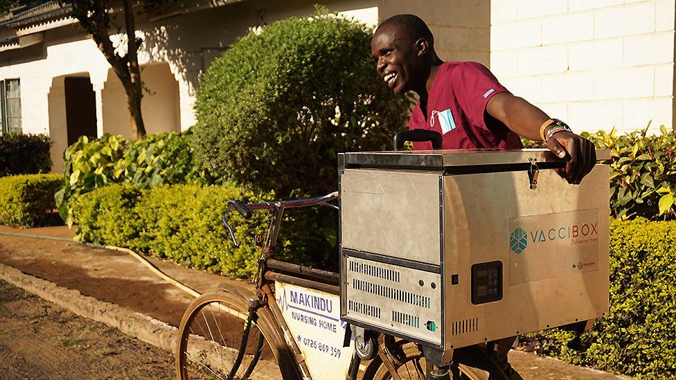 Man with delivery bicycle