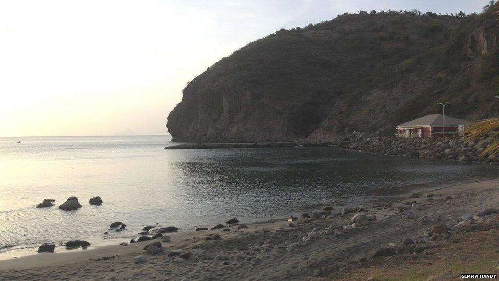 A picture of a "black sand" beach in Montserrat