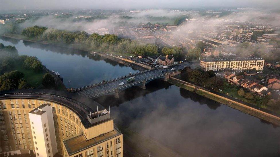 Police drone image of Trent Bridge