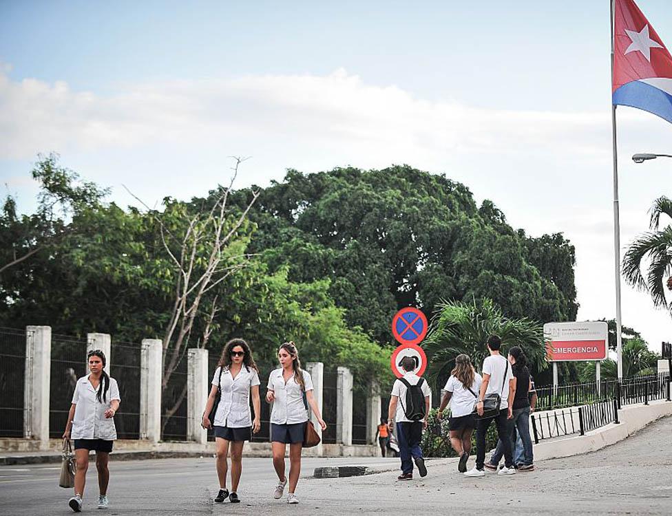 Cuban medical students at a hospital in Havana