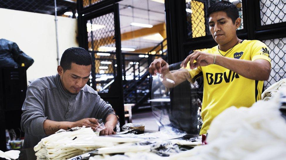 Prisoners making clothes at San Pedro de Lurigancho prison