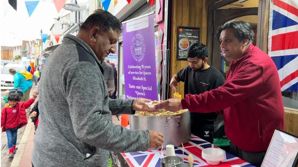 Biryani being served