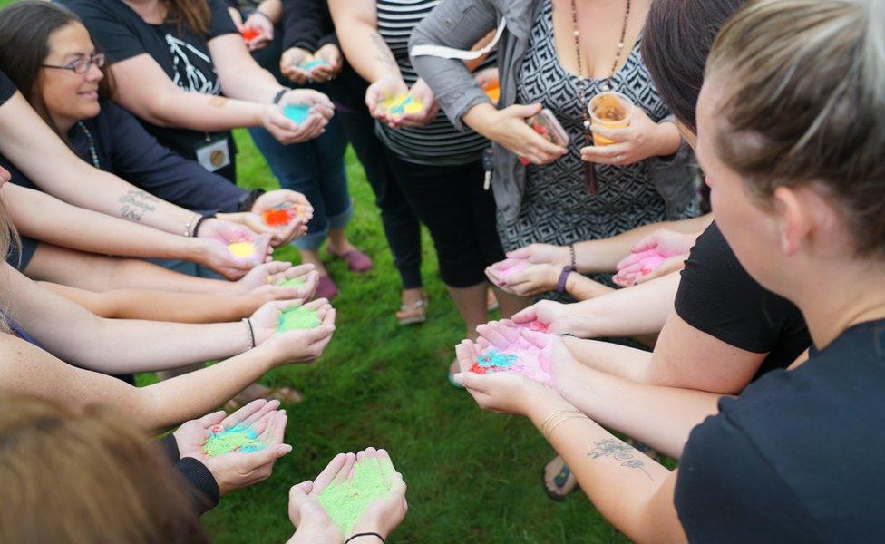 "Holy powder" activity at a surrogates' retreat