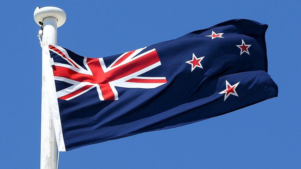 The current New Zealand flag flies on top of the Wellington Town Hall on 12 October 2015 in Wellington, New Zealand