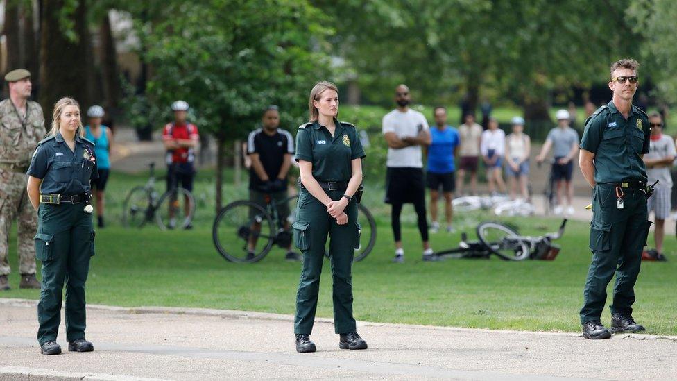 Emergency workers at the VE Day 75th anniversary