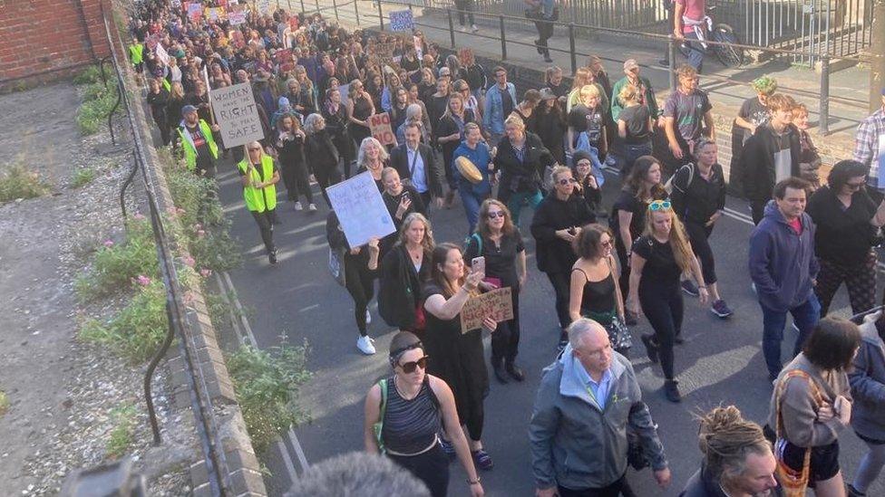 A crowd of people at the march