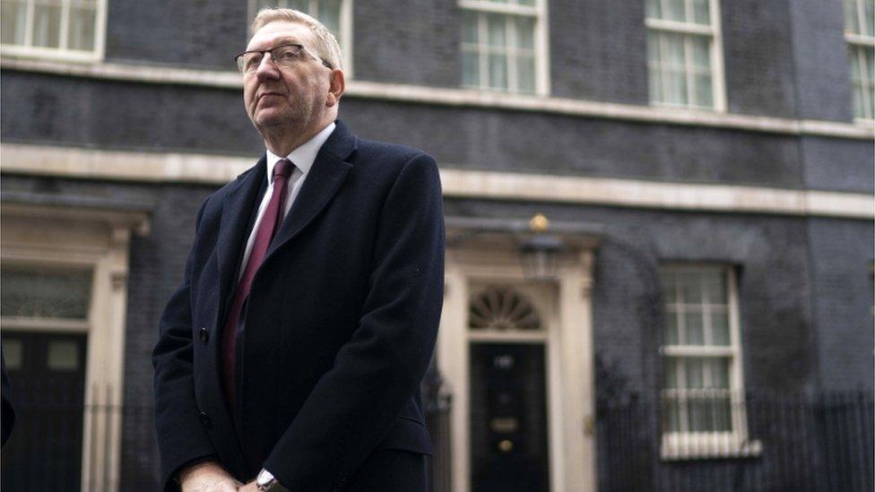 Len McCluskey outside Downing Street