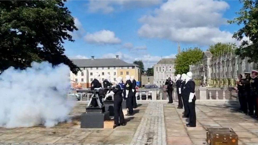 21-gun salute at HMNB Devonport in Plymouth