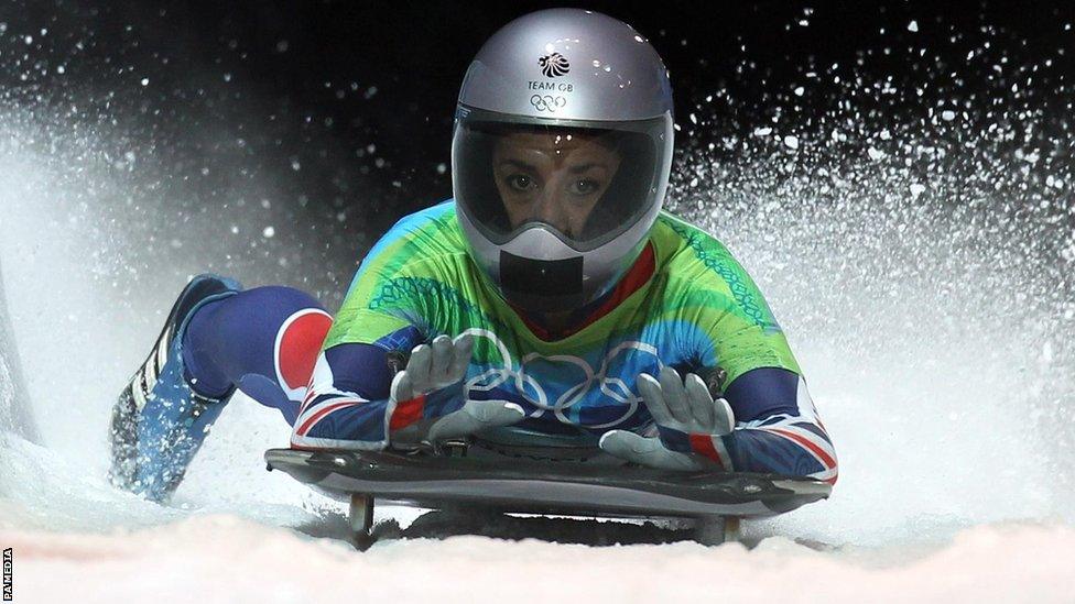 Skeleton bob competitor Shelley Rudman at the 2010 Vancouver Winter Olympics