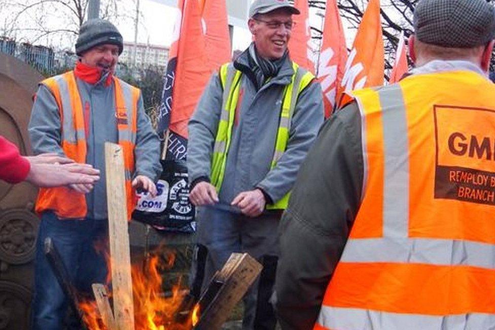 Workers striking