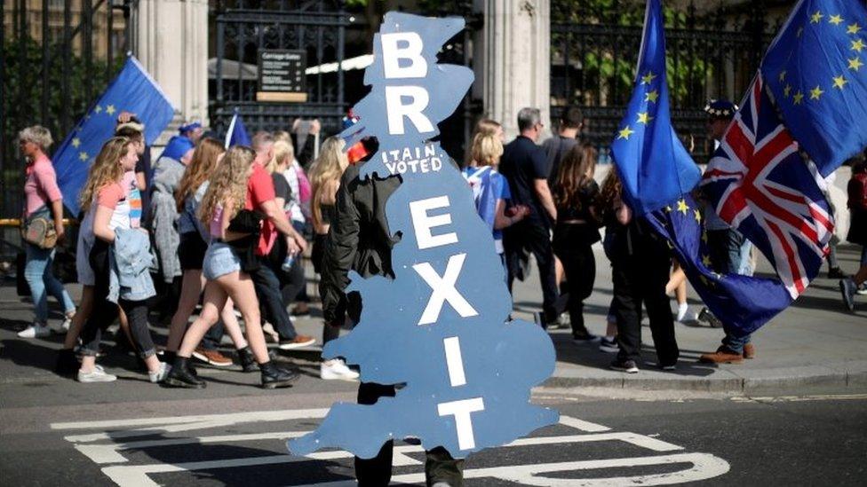 Pro- and anti-Brexit supporters outside Parliament